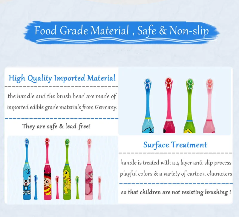 Детская электрическая зубная щетка с игривыми цветами превосходная Чистящая способность зубная щетка безопасный материал мультяшная мини зубная щетка