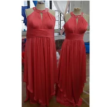 MDBRIDAL Plus Size Bridesmaid Dresses with beading A-line Chiffon Women Formal Dress for Weddings