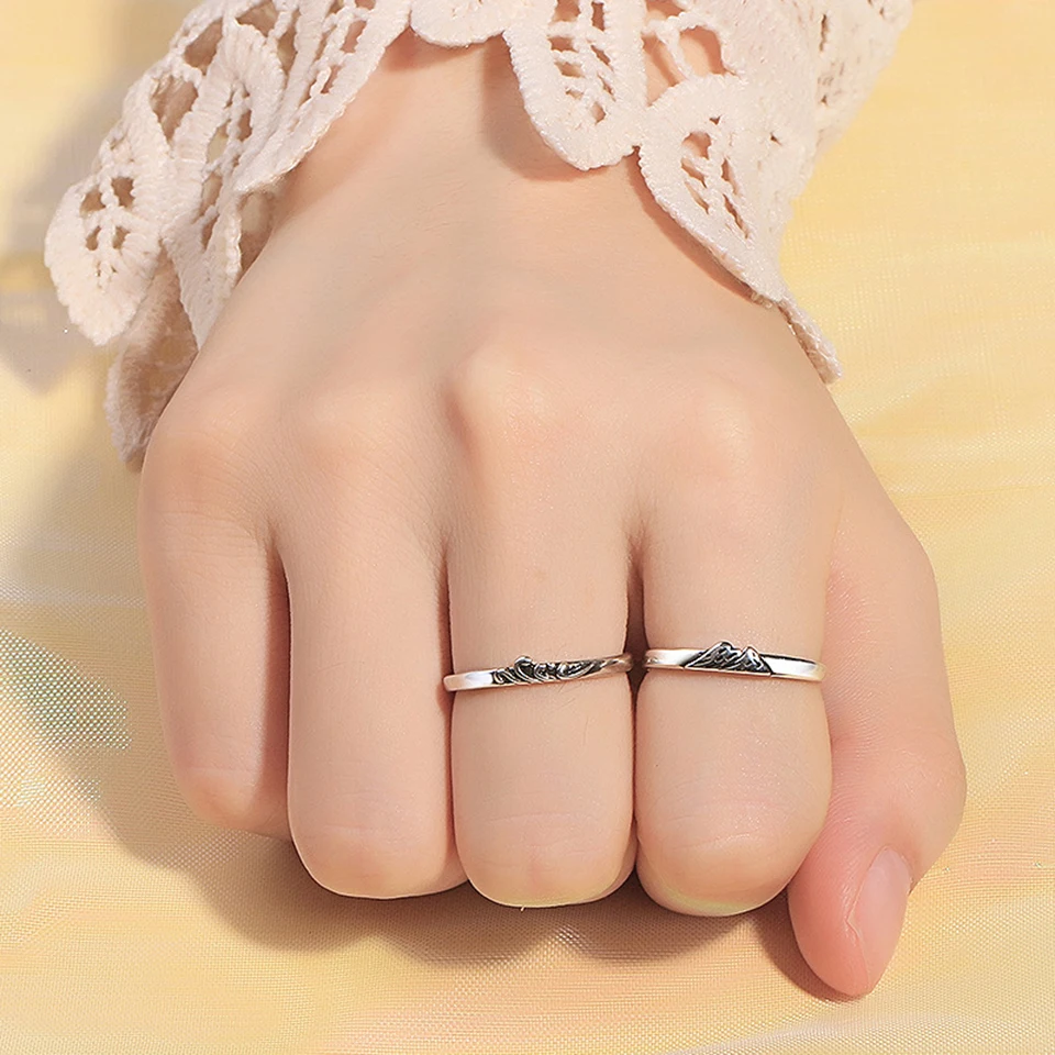 Кольцо с регулируемым размером для пар в горном море, медный сплав, серебряное покрытие, кольца для влюбленных, модные трендовые женские ювелирные изделия на день рождения
