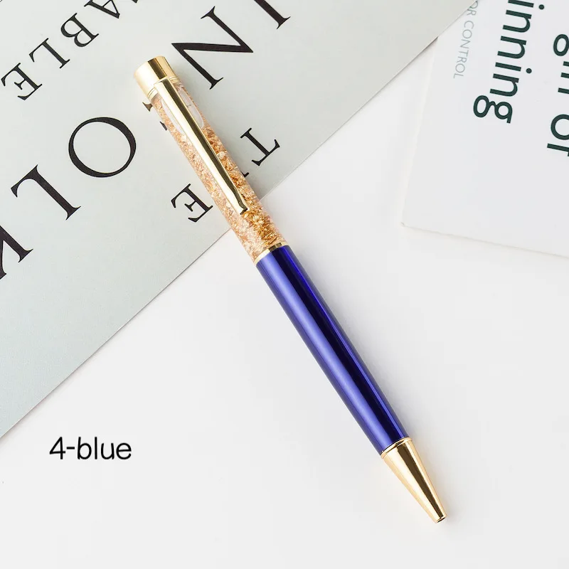 Креативная шариковая ручка из золотой фольги, роскошная металлическая шариковая ручка для письма, хорошие канцелярские принадлежности для офиса и школы, рекламный подарок - Цвет: 4