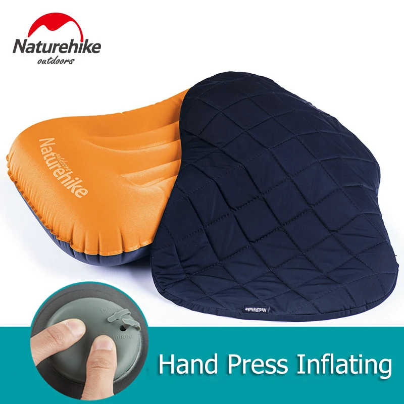 

Naturehike Hand Press Inflatable Pillows With Cover Air Soft Cushion Compressible Compact Pillows Neck Support