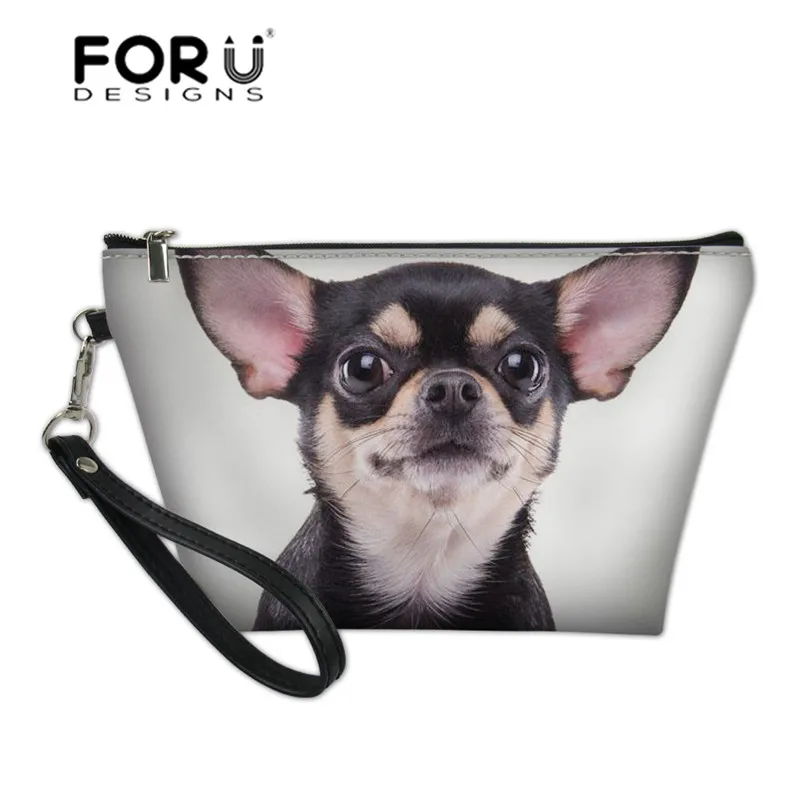 

FORUDESIGNS Large Capacity Travel Necessity Cosmetic Cases for Women Chihuahua 3D Printing Make Up Bag Ladies Toiletry Wash Bag