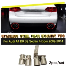 Stainless Steel Rear Exhaust Muffler Tip End Pipe 2pcs set for Audi A4 B8 B9 Sedan