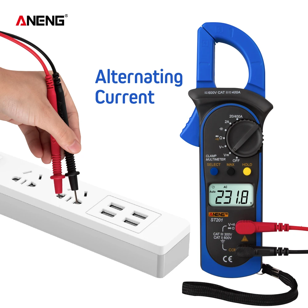 ANENG Digital Multimeter Amper Clamp Meter Current Clamp Pincers AC/DC Current Voltage Tester Test Probe