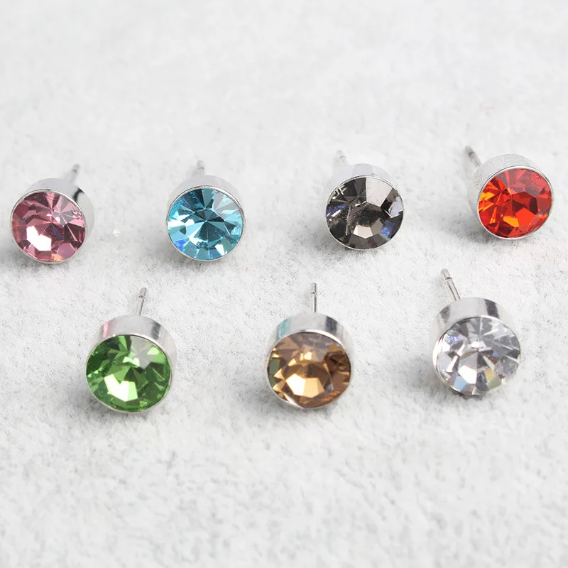 Short Post Ear Piercing Earrings Baby Studs Gold Clear Gem