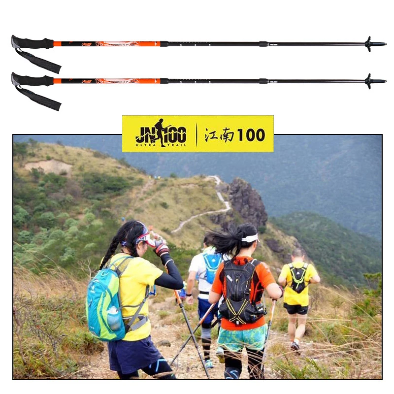 Pioneer ultraligero mango de espuma EVA 3 sección ajustable de fibra de carbono bastones senderismo Trekking Camping equipo