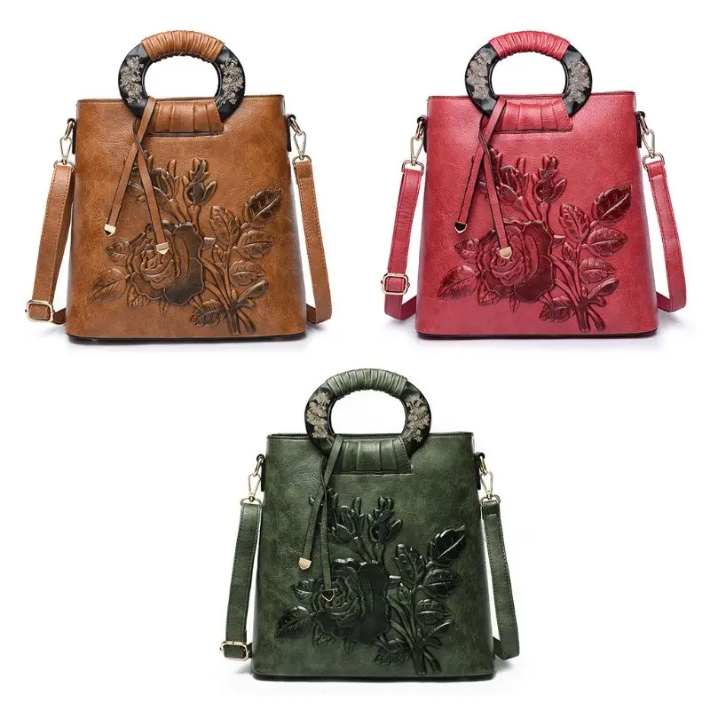 

Women Flower Handbag Leather Ladies Tote Crossbody Shoulder Bag Purse Satchel Top Handle Bags