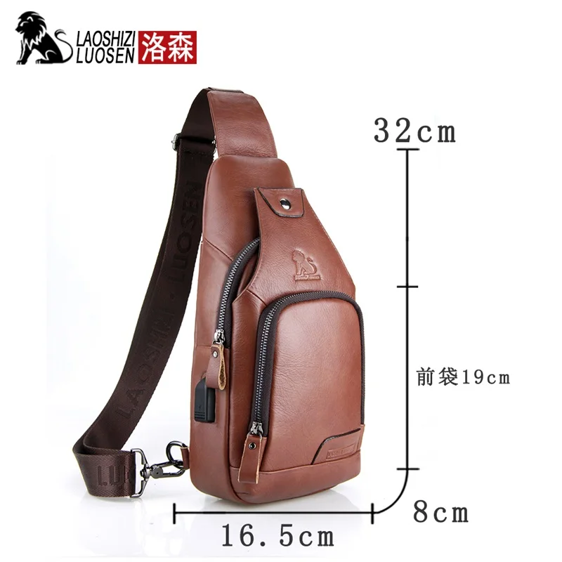 Vintage Chest Bag Pack Men Shoulder Bag Male Small Oil Wax Genuine Leather Messenger Crossbody Sling Bag