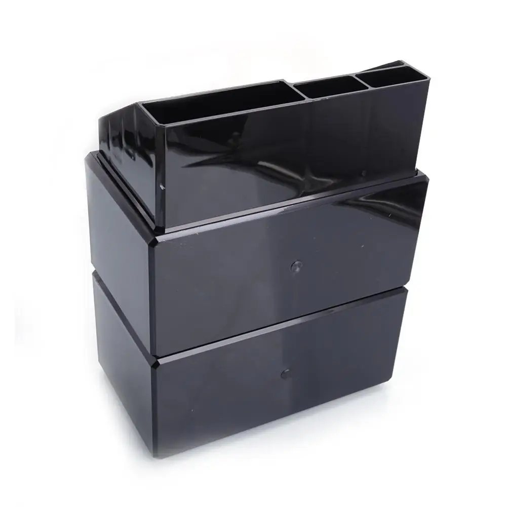 

Plastic Cosmetics Storage Rack without Transparent 6 Small & 2 Large Drawers Black