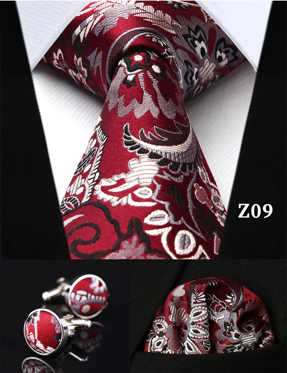 TZP04Z8, золотой, серый, Пейсли, 3,4 дюймов, Шелковый мужской галстук, галстук, платок, запонки, набор, вечерние, свадебные, классический, карманный, квадратный галстук
