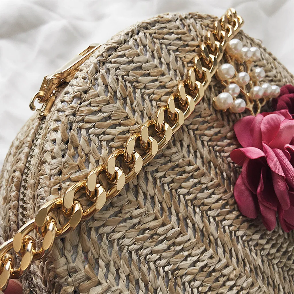 Повседневная мода, летняя Женская Ретро сумка с цветочным узором, круговая цепочка, сумка через плечо, сумка-мессенджер для телефона, сумка для покупок