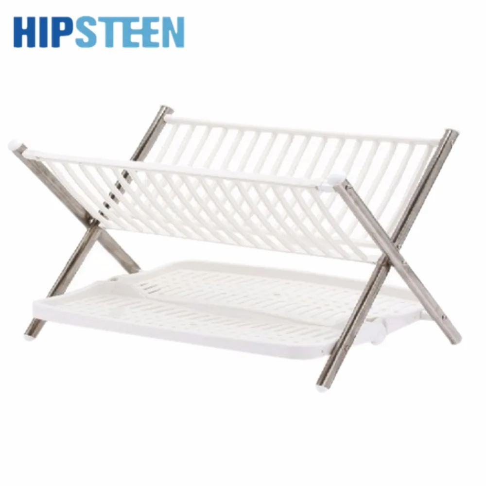 HIPSTEEN Plastic Kitchen Utensil Double Layers Dish Rack Collapsible