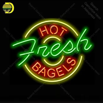 

Hot Fresh Bagels Neon Light Sign Glass Tube Neon Bulb Sign Decor Food Store Coffee Neon board Sign lamp anuncio luminoso Atarii