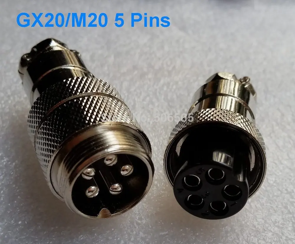 

M20 GX20 5Pins 20mm Male and Female Butt joint Connector kit GX20 Socket+Plug Aviation plug interface 2set/lot