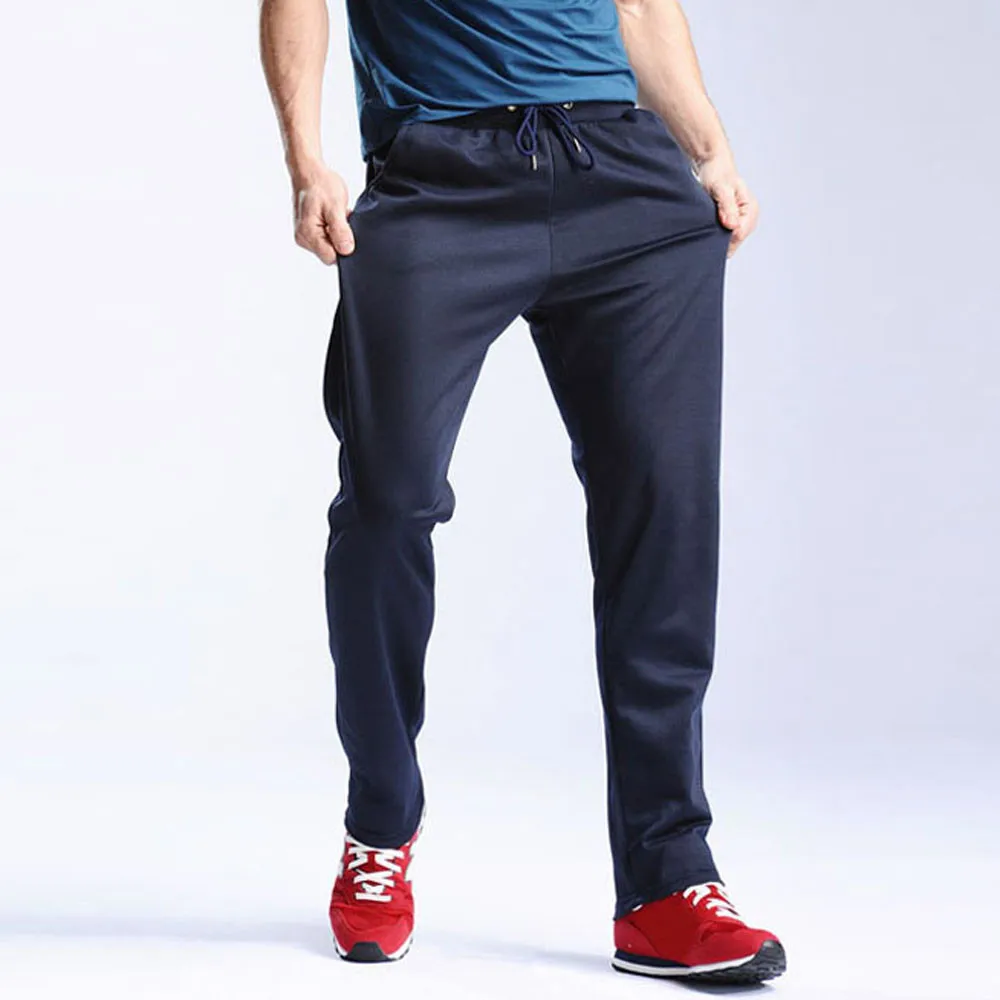 Брюки для бега размера плюс, Мужские штаны для мужчин, повседневные длинные однотонные брюки с карманами, свободные спортивные штаны для мужчин - Цвет: Темно-синий