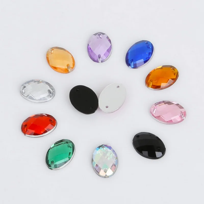 

50pcs 10*14mm Multi-Color Acrylic Flatback Teardrop Rhinestone Sew Drill Fashion DIY Decoration For Wedding Dress Clothes