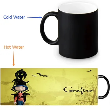 

Free shipping 12 OZ/350ml Coraline Heat Mug Color change Ceramice Magic Mugs