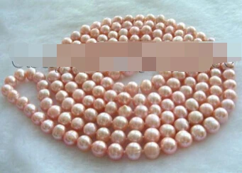 

xiuli 001860 64" Longest Natural 9-10mm Pink Round Pearl Necklace!