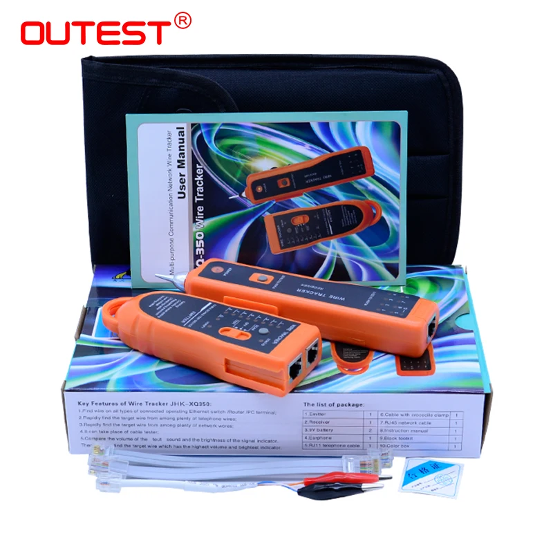 OUTEST Wire tracker RJ45 RJ11 finder network lan cable telephone electrical wire tracker tracer toner xq-350 images - 6