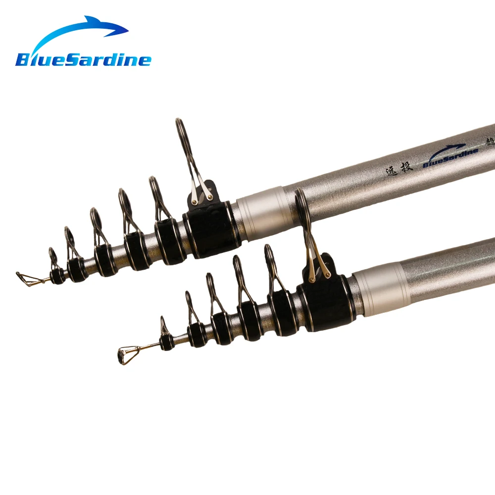 BlueSardine قضبان لركوب الأمواج سوبر الصلب تلسكوبي الصيد قضيب المسافة رمي Surfcasting قضيب الغزل Pesca 2.7 متر-4.5 متر