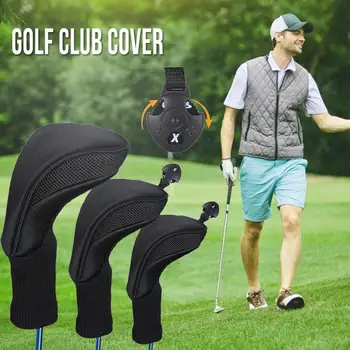 

Black Golf Head Covers Driver 1 3 5 Fairway Woods Headcovers Long Neck 1680D Knit Protective Covers Fits All Fairway And Driver