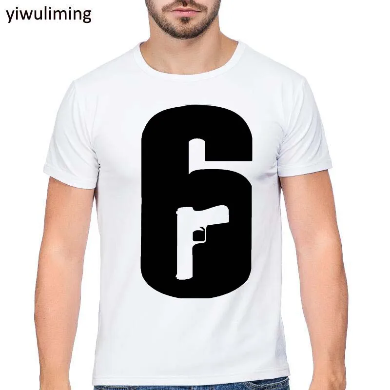 

Creative t shirt Men rainbow six siege Summer white Round Neck funny T Shirt Men's Tom clancys rainbow six siege cool tee