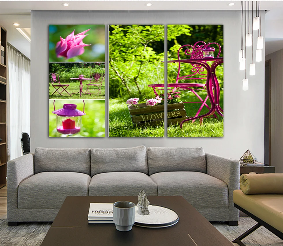 

Cheap Modern Canvas Oil Paintings Red Flower Green Trees Landscape Cuadros Decoracion Salon Wall Art picture No framed FA283
