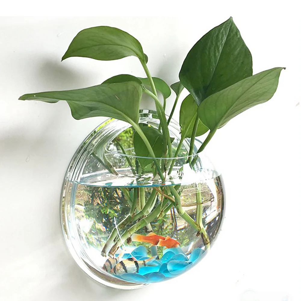 Прозрачный горшечных растений настенный рыбка с пузырьками чаша танк аквариум украшения DIY Набор аксессуары для дома