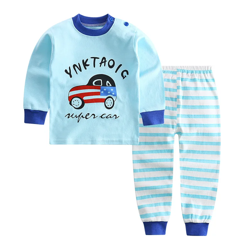 Kids Car Unicorn Pajamas for Girls Autummn Sleepwear Boys 100% Cotton Nightwear 2pcs Two Pieces Set  Pijama Bebe 2 5 6 Years Old
