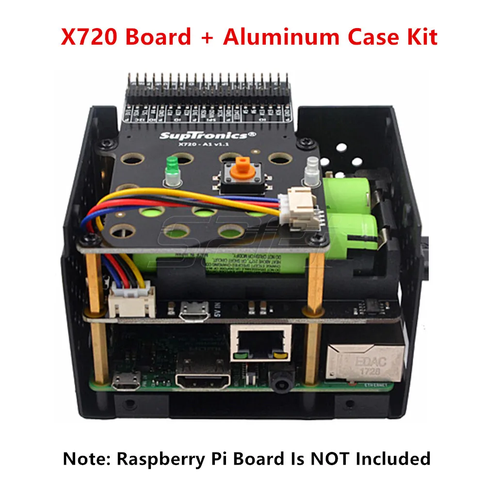 X720 Board and Case 52Pi X720 Плата расширения управления питанием с UPS шляпой(18650 не входит в комплект) безопасное выключение Алюминиевый Чехол для Raspberry Pi 3B+/3B - Цвет: X720 Board and Case