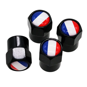 

HAUSNN 4Pcs/Set Car Wheel Tire Valve Caps Stem Cover Auto Styling Flag of France Logo Stickers for Opel Peugeot Citroen