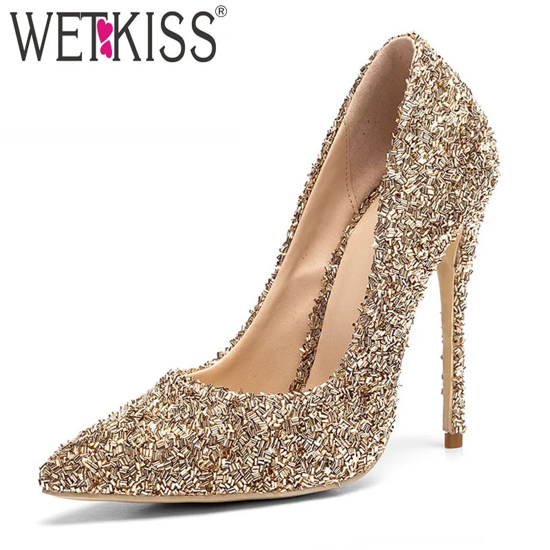 

WETKISS New Occident Thin High Heels Women Pumps Slip On Pointed Toe Shoes Shallow Footwear Fashion 2018 Female Party Shoes