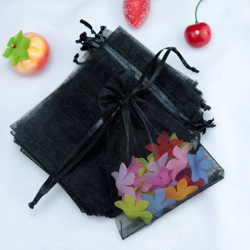 Wholesale 500Pcs 5x7cm Black Organza Gift Bags Wedding/Christmas Favor