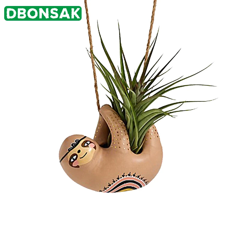 

Wall Hanging Vase Suspension Ceramic Sloth Flower Pots Succulent Planter Animal Flower Pot Home Garden Potted Desktop Decoration