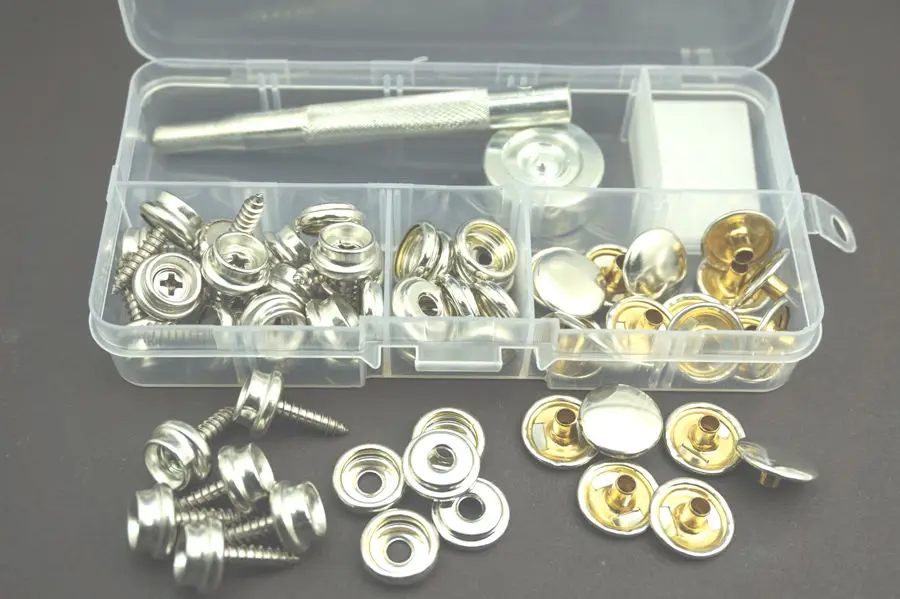 62pcs/lot Free Shipping Stainless Steel Canvas to Screw Press Stud Kit Tools For Car/Boat Canopies tent | Обустройство дома