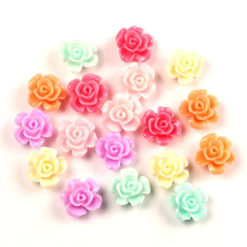 

LF 50Pcs Mixed Resin Flower 13mm Decoration Craft Flatback Cabochon Embellishments For Scrapbooking Kawaii Cute Diy Accessories