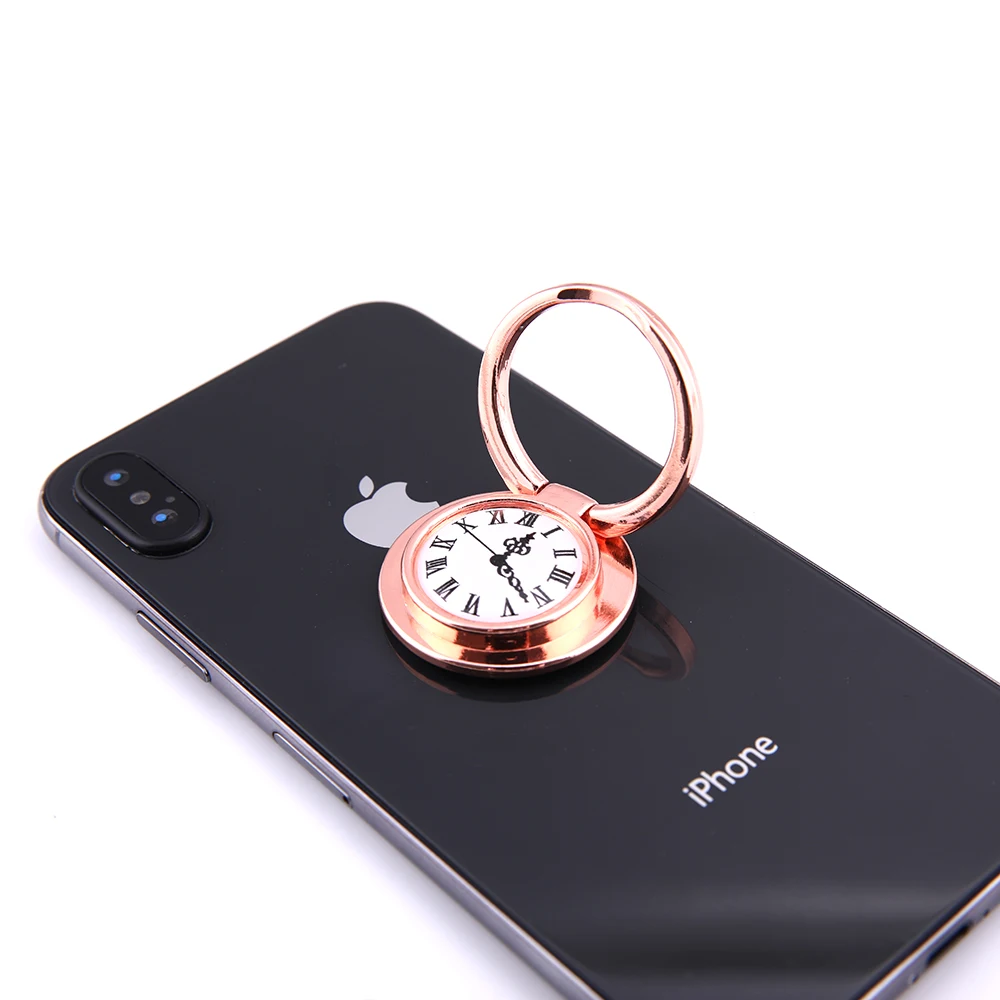 Metal Clocks 360 Degree Rotatable Metal Mobile Phone Holder Universal phone Ring Bracket For iPhone Samsung LG ipad Table