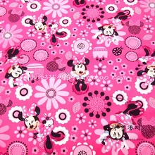 105 см Ширина Минни повторяющиеся цветы ярко-розовый хлопок ткань для маленьких девочек одежда постельные принадлежности набор штор наволочка DIY-AFCK313