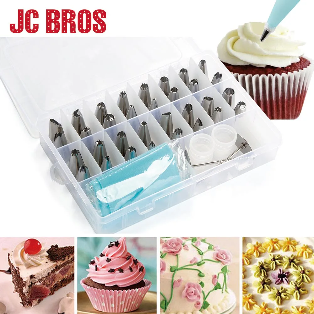 38 Pcs/set Stainless Steel Pipping Storage Box Nozzles Tip Set Silicone