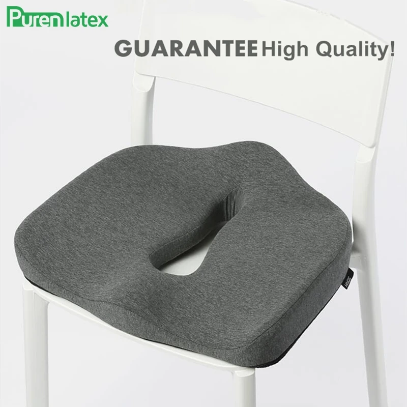 

PurenLatex Memory Foam Cushion on Chair Orthopedic Office Seat Pad Hemorrhoid Treat Car Seat Coccyx Relief Pain Pressure Pillow