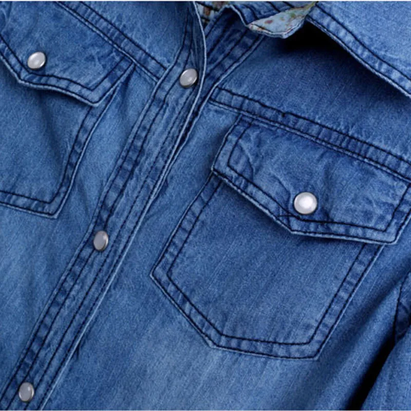Модная женская одежда новая женская повседневная винтажная синяя джинсовая рубашка с длинными рукавами Топы Блузка Размер S-2XL msm* 50