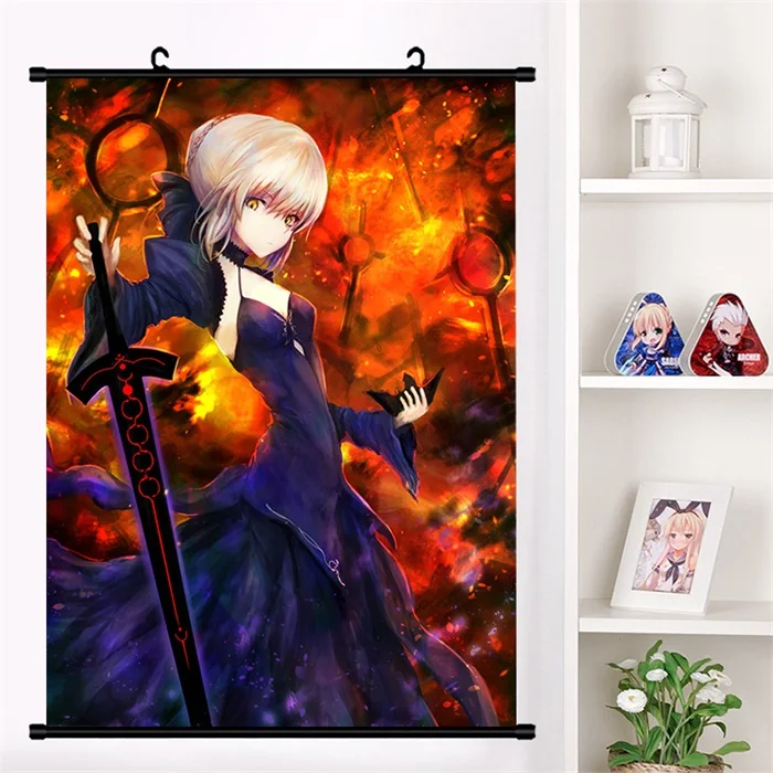 Аниме игра Fate/stay night Arturia Pendragon Saber Alter настенный свиток Фреска плакат Настенные подвесные плакаты коллекция домашнего декора - Цвет: T