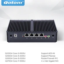 Qotom Мини ПК Core i3 i5 i7 с 4 Gigabit Ethernet NIC AES-NI маршрутизатор межсетевого экрана микро промышленный компьютер Q300G4