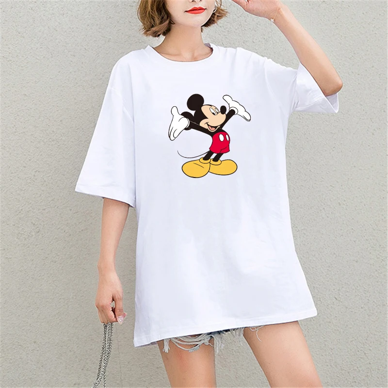 

2019 Summer T Shirt Mickey Mouse Print Cotton Casual Tshirt Graphic Tees Harajuku T Shirts Streetwear Plus Size Women Clothes