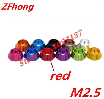 

100pcs M2.5 hex socket cap head red aluminum cone washer