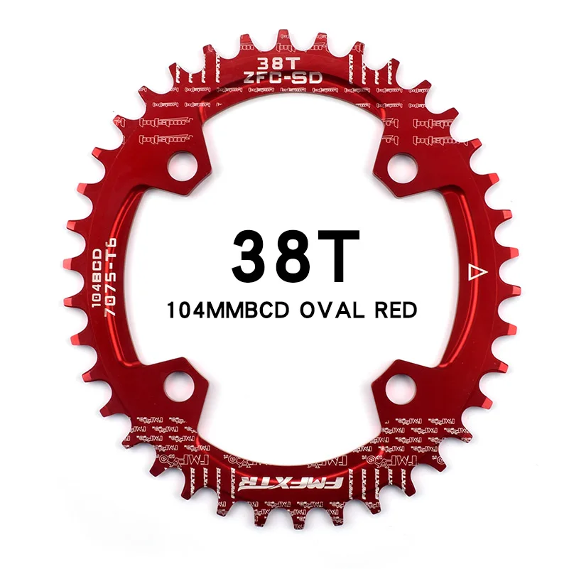 104mmBCD эллиптический горный велосипед с положительными и отрицательными зубцами диск 96 с одной скоростью 32T 34T 36T 38T велосипедный однодисковый - Цвет: oval104BCD red38T