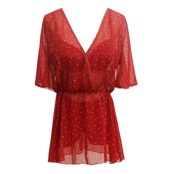 

High Quality 2019 New Lace cover-ups Dot three Pieces Swimsuit sexy High waist bikini swimwear Push Up Women Bathing Suits