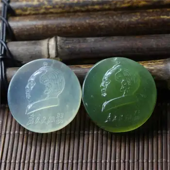 

Natural jade zhuxi mao of Chairman Mao Badge pendant free shipping