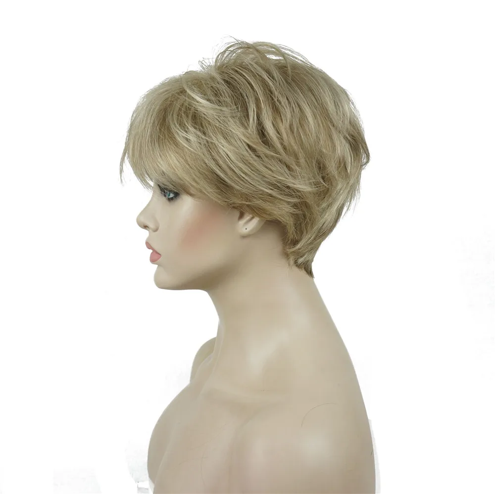 StrongBeauty женский парик короткий прямой натуральный без косточек светлый/черный