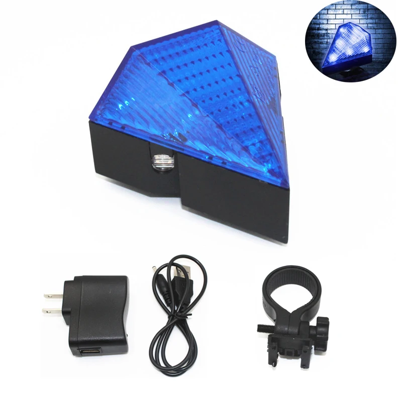 

Bike Tail Rear Rechargeable Light 8 LED 2 Laser Lamp Bicycle Tail Light Flashlight Diamond Shaped Blue